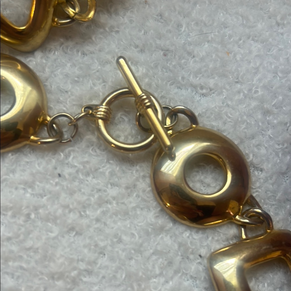 Gold Geometric Link Bracelet - Picture 2 of 3